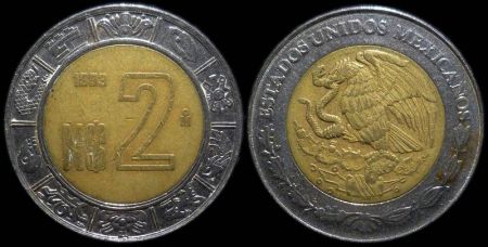 2 новых песо Мексика 1993