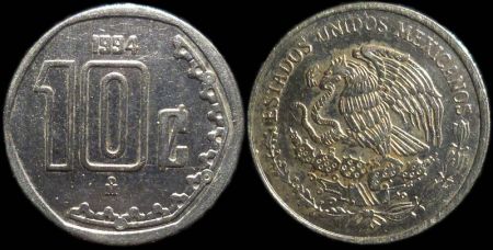10 центаво Мексика 1994