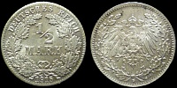 1/2 марки Германия 1915 D
