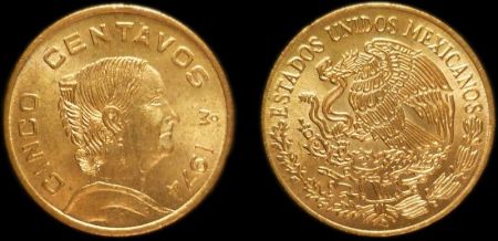 5 центаво Мексика 1974