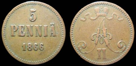5 пенни Финляндия 1866