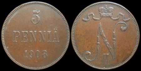 5 пенни Финляндия 1908