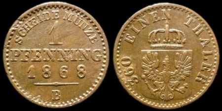 1 пфеннинг Пруссия 1868 B